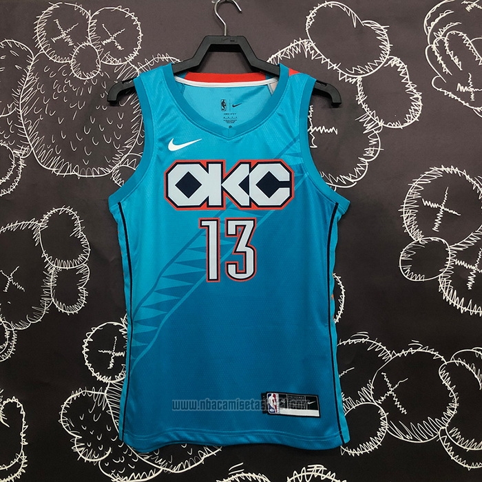 Camiseta Oklahoma City Thunder Paul George #13 Ciudad 2018-19 Azul